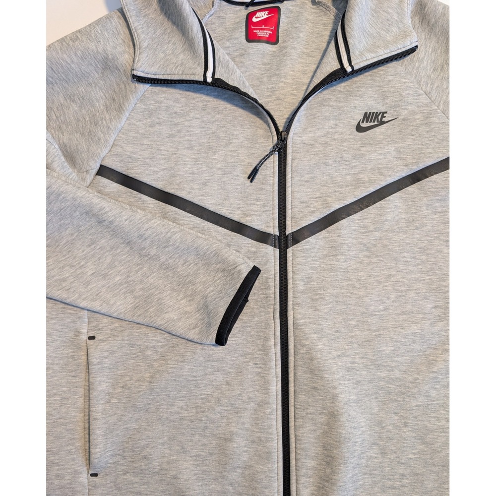 Nike Tech Fleece Full Zip Hoodie Mens L Heather Grey Black CU4489-063 VERY NICE - Picture 3 of 8